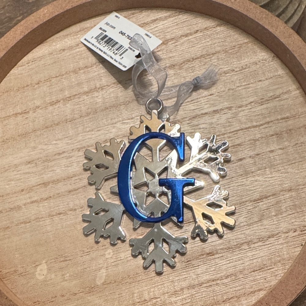Elegant Silver and Blue Snowflake Ornament